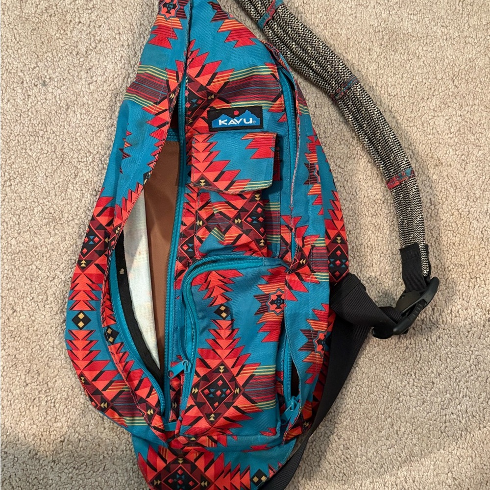 Kavu Blue and Red Belt Bag with Vibrant Design